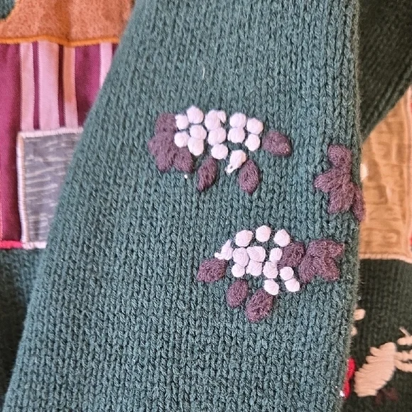 Northern Reflections Navy & Forest Green Village Applique Cardigan - Picture 3 of 8